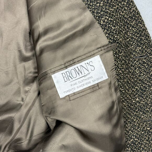 Vintage Hugo Boss Tweed Blazer "Poseidon" Wool Sport Coat Brown 40S - Picture 9 of 11